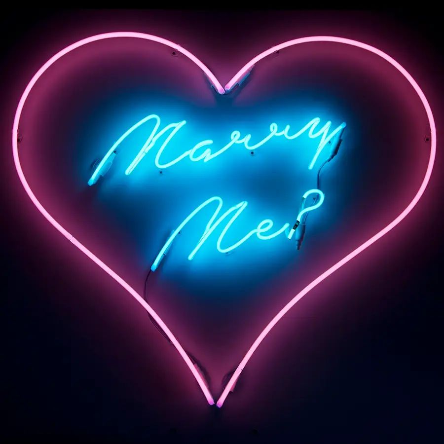 neon valentines marry me heart