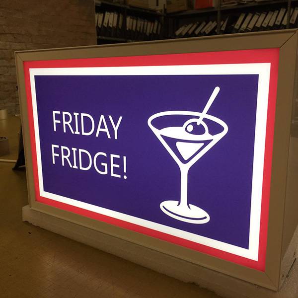 Friday fridge vinyl face lightbox