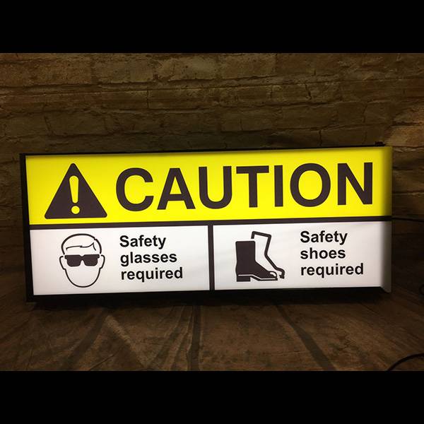 Safety lightbox sign for work
