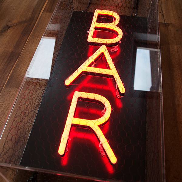 Faux neon light sign red bar