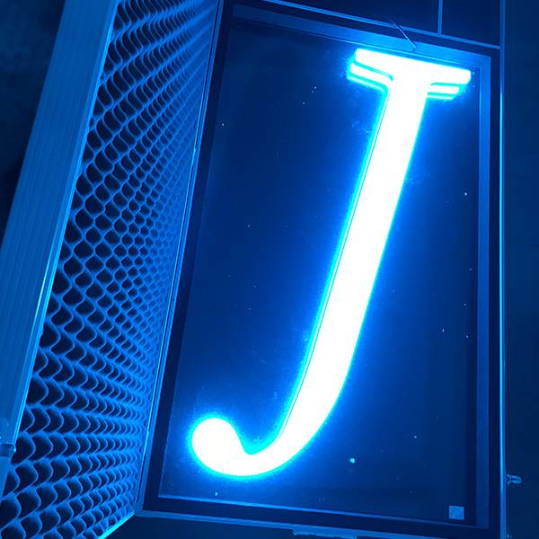 Ultra neon lettering J blue