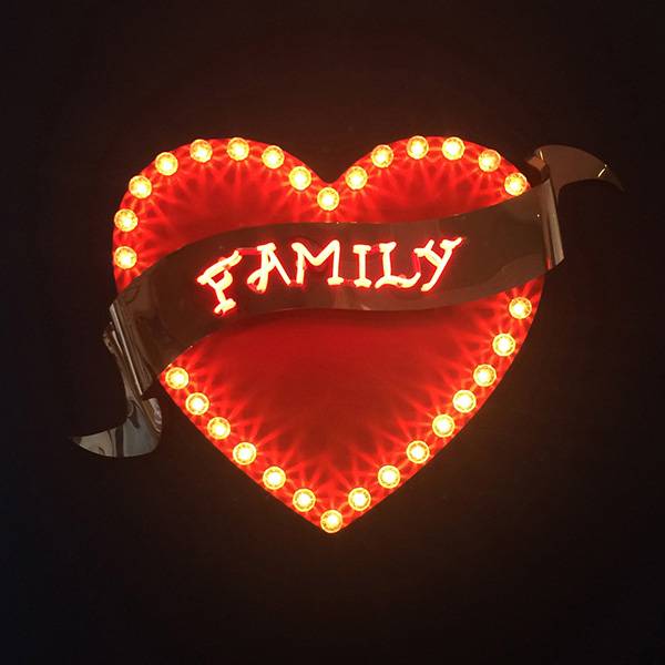 Fairground light vintage heart family