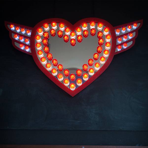 Fairground light signs vintage heart red