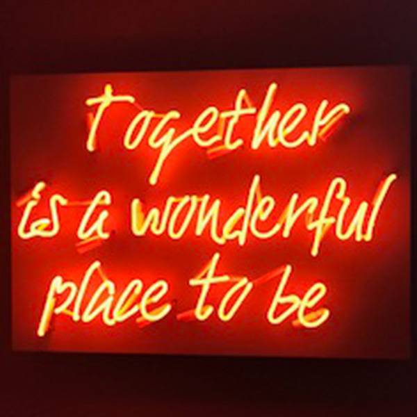 neon light sign home red together is a wonderful place to be