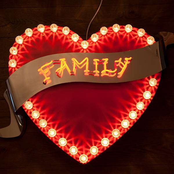 Fairground light vintage heart family