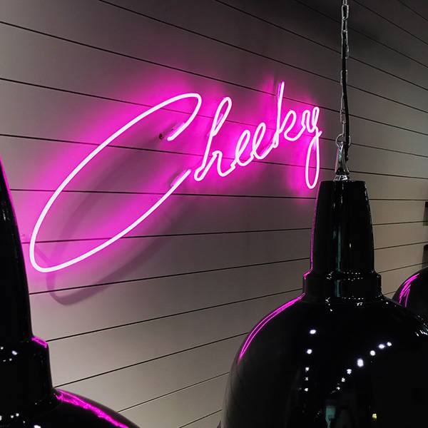 neon light luminous pink cheeky