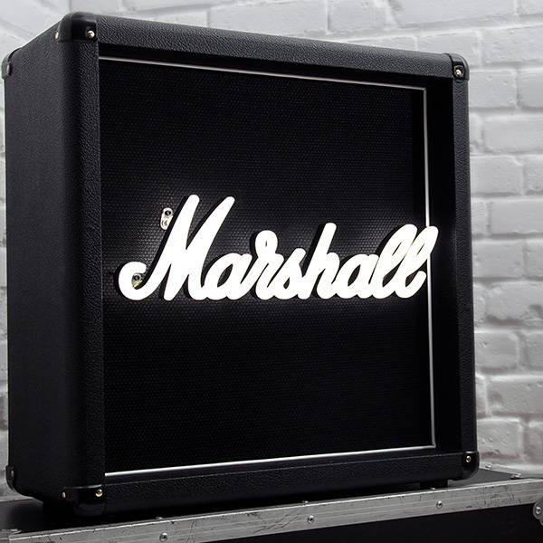 Faux neon set design neon writing Marshall white