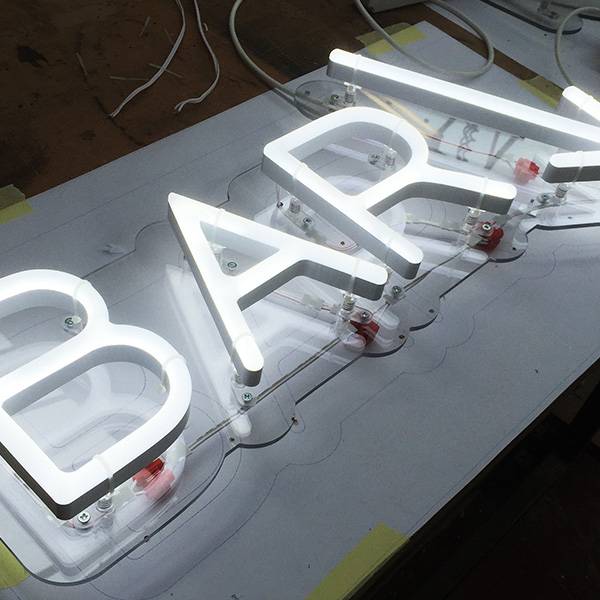 Faux Neon sign white Bar