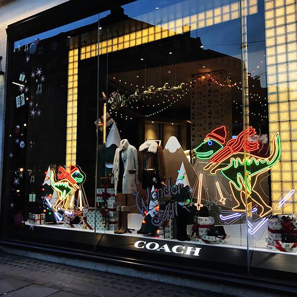 Chistmas window signage for Coach flagship