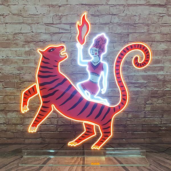 flaming lady neon flex sign