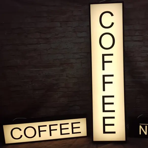 Coffee lightboxes for restaurant