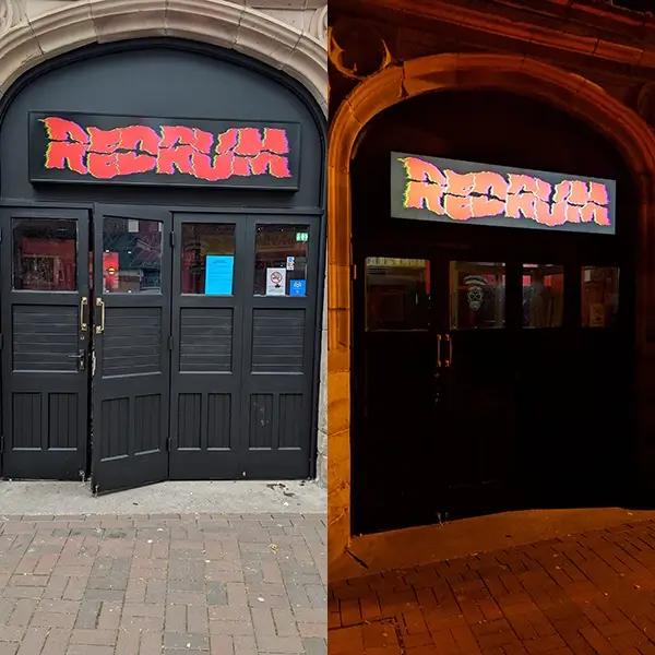 Red Rum nightclub lightbox lighting