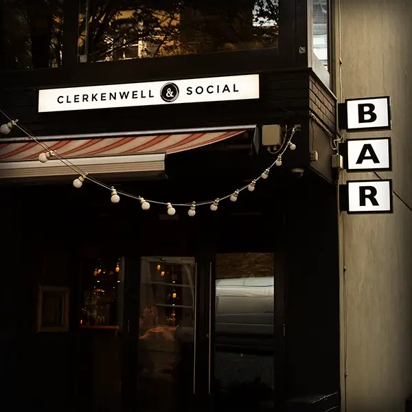 bar lightboxes on clerkenwell restaurant