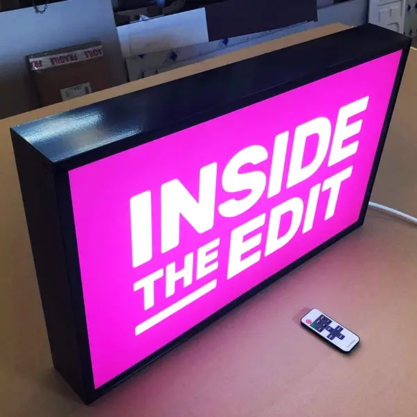 inside the edit branded lightbox sign
