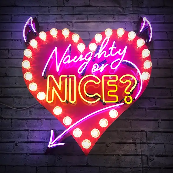 naughty or nice neon sign