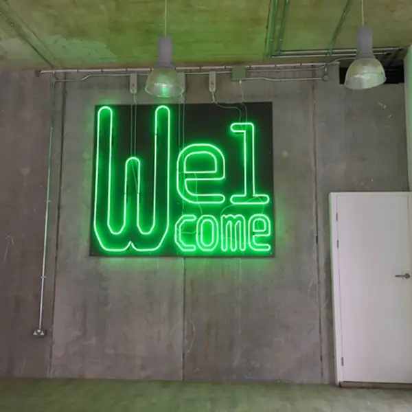welcome neon sign
