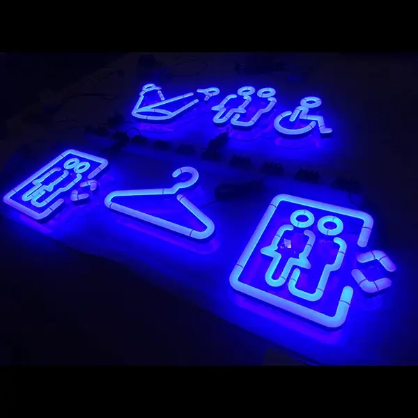 O2 custom neon wayfinding signs