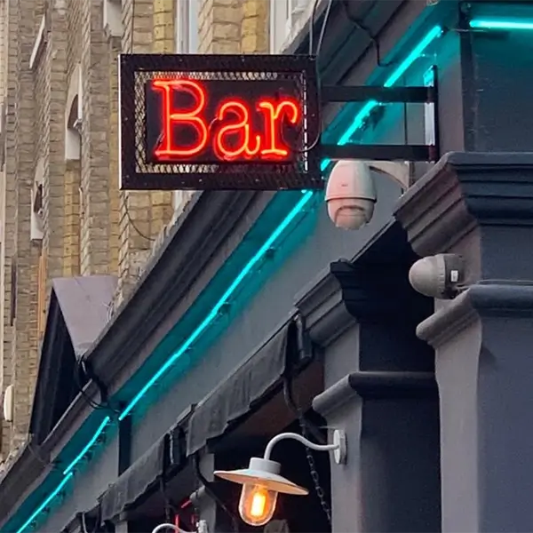 outdoor neon bar sign