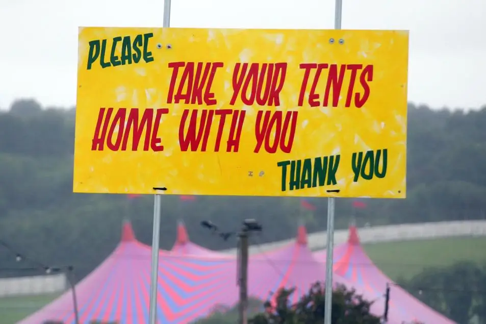 glastonbury tents sign