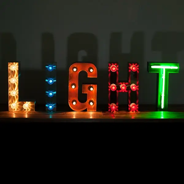 different bulb letters