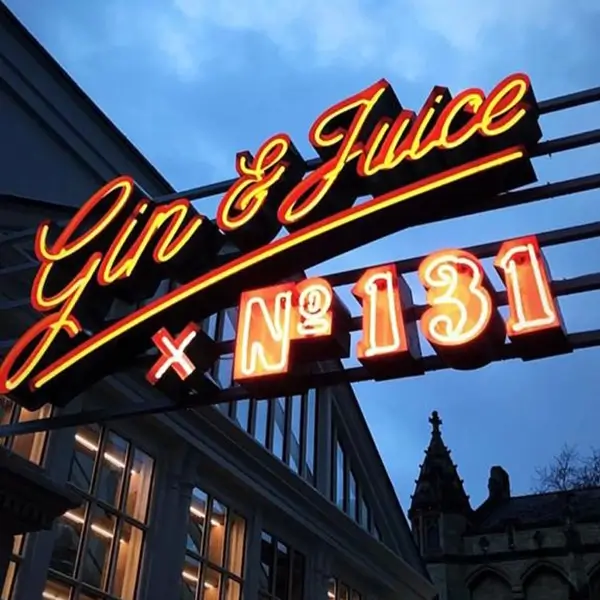 gin juice neon restaurant sign