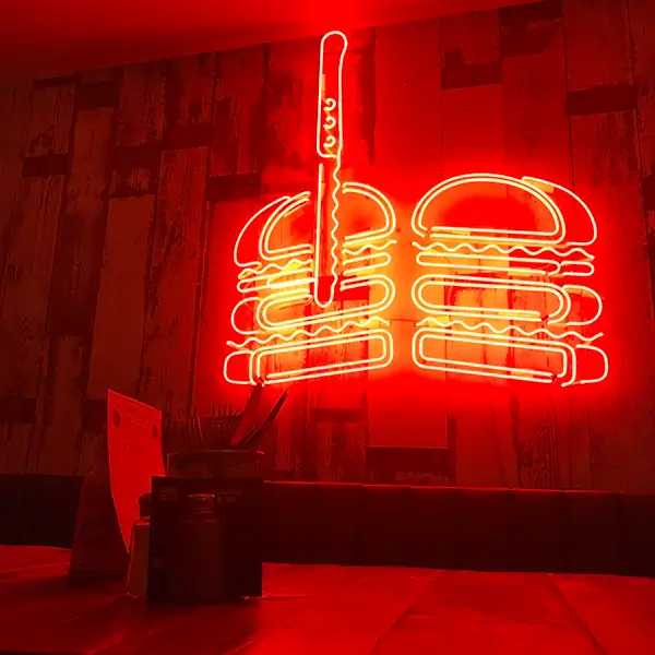 neon burger for restaurant lighting