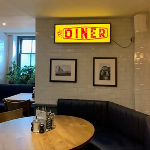 the diner lightbox sign for restaurant