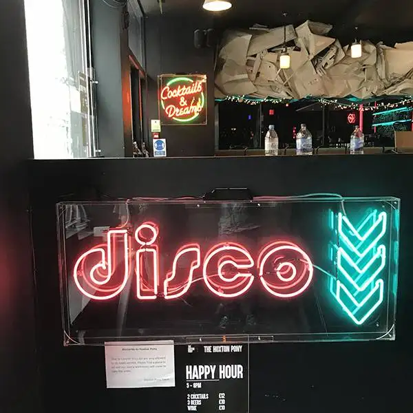 disco traditional glass neon sign