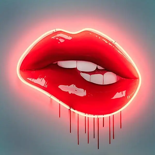electric lips traditional glass neon sign
