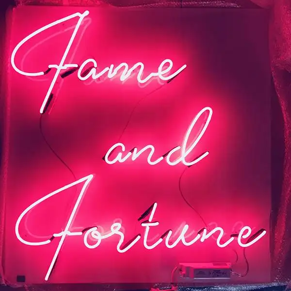 fame and fortune traditional glass neon sign