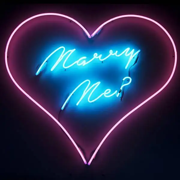 marry me traditional glass neon sign