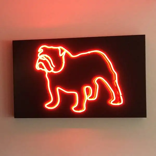 neon bulldog real glass