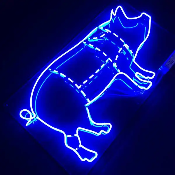 real glass pig neon