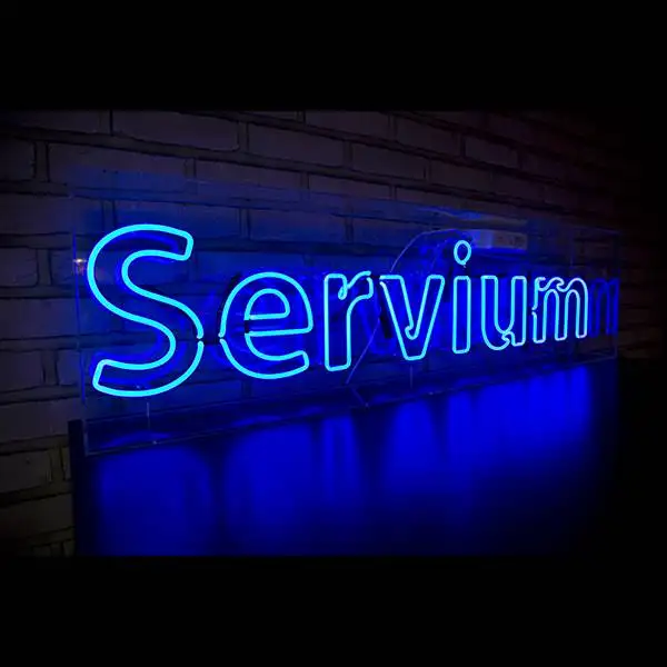 servium traditional glass neon sign