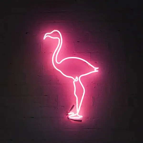 traditional glass flamingo neon sign