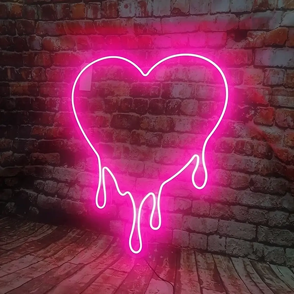 valentines neon dripping heart