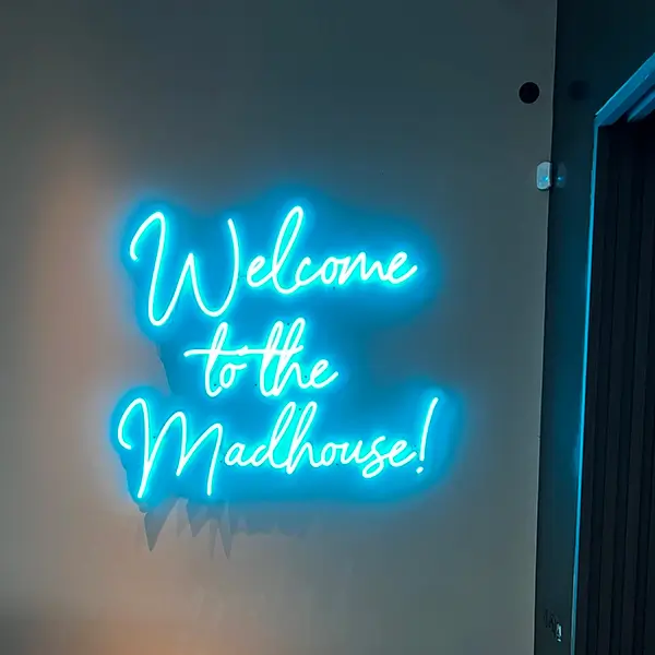 welcome to the madhouse led neon signage