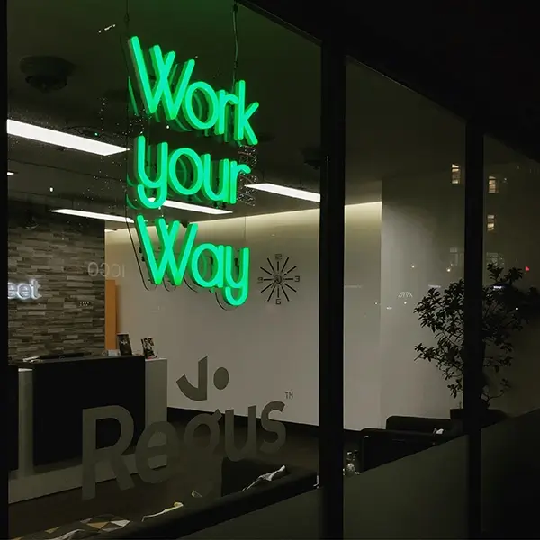 work your way led neon ultra sign