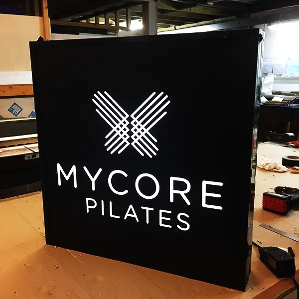 My Core Pilates logo lightbox sign
