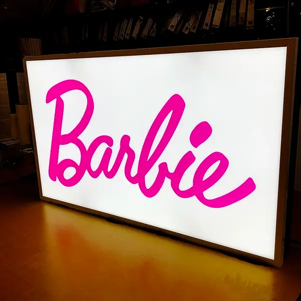barbie logo lightbox sign