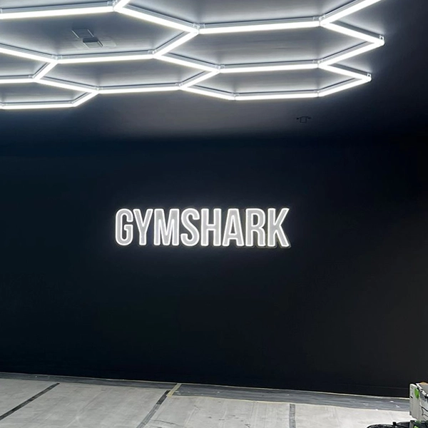 gymshark logo branded signage