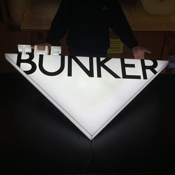 illuminated theatre sign the bunker
