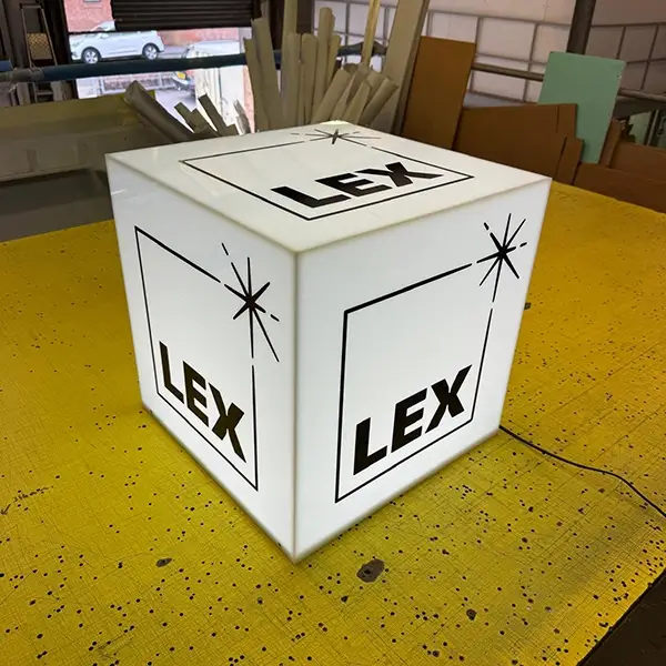 square lightbox cube sign